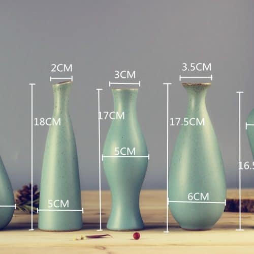 Керамическая настольная голубая ваза для цветов разной формы с узким горлышком (высота от 8 до 22 см)