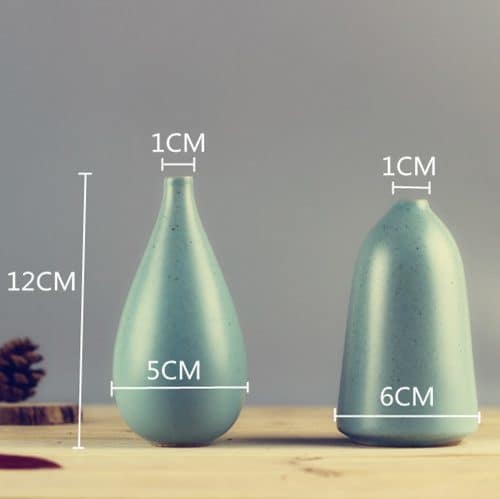Керамическая настольная голубая ваза для цветов разной формы с узким горлышком (высота от 8 до 22 см)