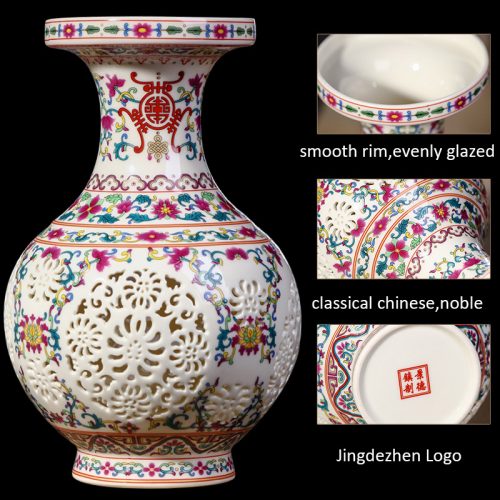 Керамическая ваза для цветов в китайском стиле 25 см