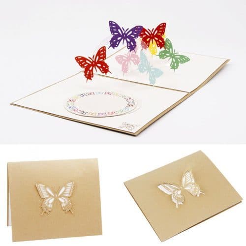 Объемная поздравительная 3D открытка с бабочками внутри
