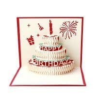 Объемная поздравительная 3D открытка с днем рождения с тортом внутри (Happy Birthday)