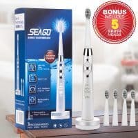 SEAGO электрическая беспроводная водонепроницаемая ультразвуковая зубная USB щетка с 5 сменными насадками