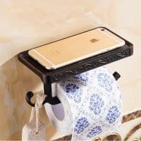 Винтажный резной настенный металлический держатель туалетной бумаги с полочкой для телефона