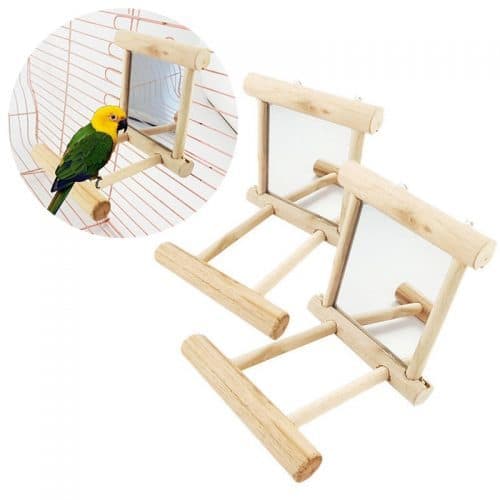 Зеркало с жердочкой в клетку для попугая
