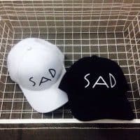 Женская и мужская черная и белая кепка-бейсболка с надписью SAD
