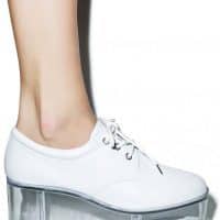 Женские черные и белые ботинки на шнуровке с прозрачной подошвой-платформой
