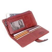 Женский большой и маленький кошелек бумажник из натуральной кожи для монет, купюр и карт