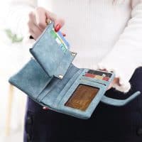 Женский длинный и маленький кошелек бумажник из искусственной матовой замши для монет и купюр с кисточкой на молнии