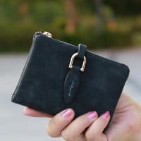 Женский маленький кошелек бумажник из искусственной кожи под нубук (длина 12 см)