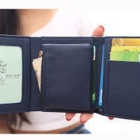 Женский маленький кошелек бумажник из искусственной кожи с кнопкой в виде короны (длина 10 см)
