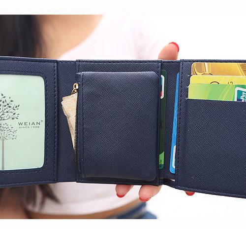 Женский маленький кошелек бумажник из искусственной кожи с кнопкой в виде короны (длина 10 см)