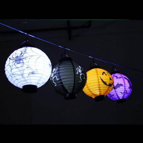Декоративные бумажные LED светодиодные фонарики (тыква/паук/скелет/летучая мышь) на Хэллоуин