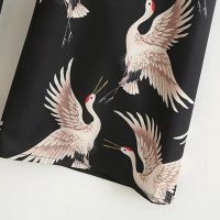Черные широкие брюки до щиколотки с изображением птиц (реплика Зара/Zara)
