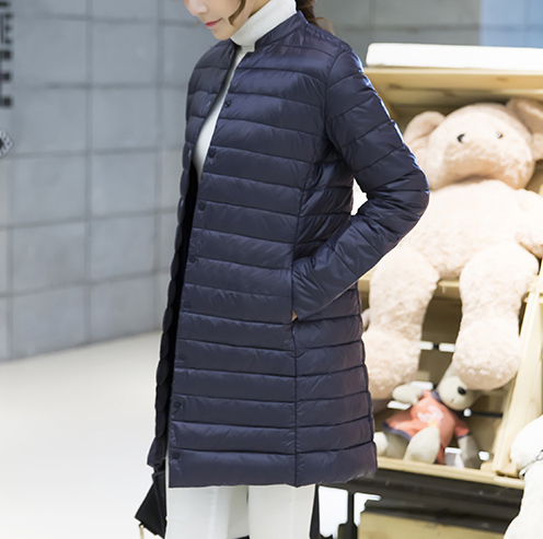 Женская демисезонная осенняя длинная утепленная куртка-пальто-пуховик на кнопках без капюшона