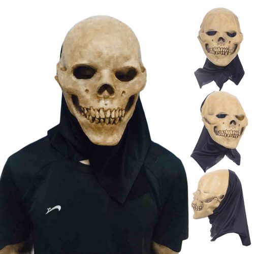 Латексная дышащая маска череп на голову для взрослых на Хэллоуин