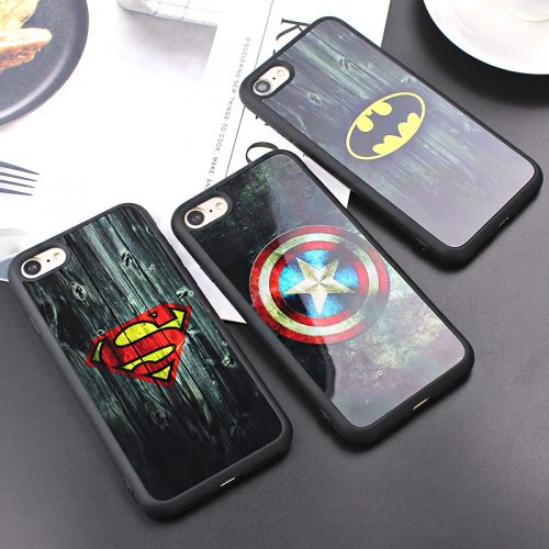 Силиконовый чехол бампер на айфон iPhone 5, 6, 7 с супергероями (Супермен, Бэтмен и Капитан Америка)