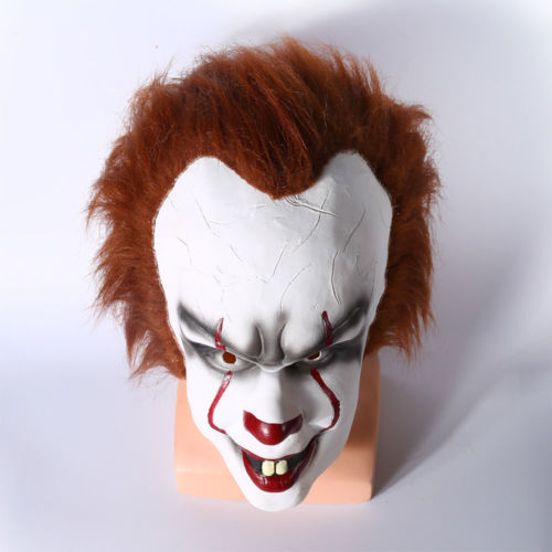 Латексная страшная маска клоуна убийцы Пеннивайза на голову из фильма Оно на Хэллоуин