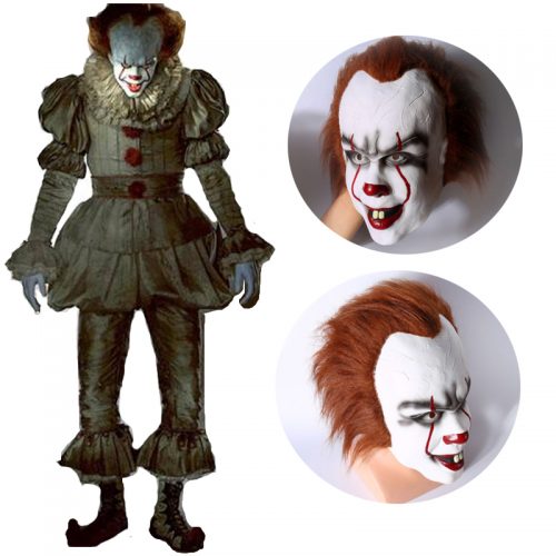 Латексная страшная маска клоуна убийцы Пеннивайза на голову из фильма Оно на Хэллоуин