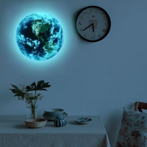 Наклейка на стену светящаяся в темноте в виде планеты Земля (диаметр 10/20/30 см)
