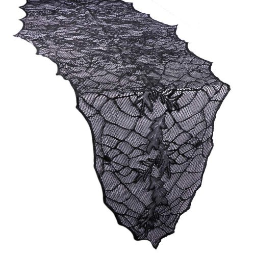 Декоративная черная скатерть-дорожка паутина на стол на Хэллоуин