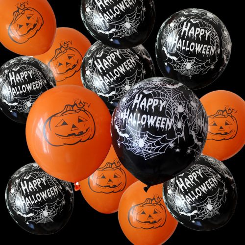 Черные и оранжевые воздушные латексные шары 12 дюймов/10 шт. (тыква/паутина) на Хэллоуин