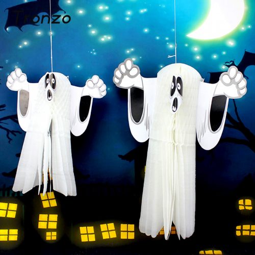 Декоративное украшение дома Бумажный белый призрак-привидение на Хэллоуин