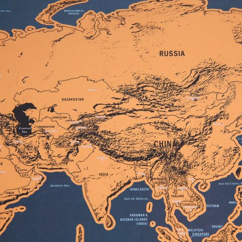 Стираемая карта мира для путешественника 83х60 см, на которой можно отмечать страны, в которых ты побывал