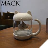 Кружка чашка в виде кота с заварником рыбкой