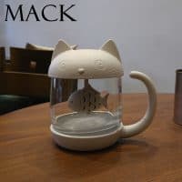 Кружка чашка в виде кота с заварником рыбкой