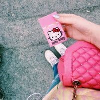 Силиконовый черный и розовый портсигар Hello Kitty