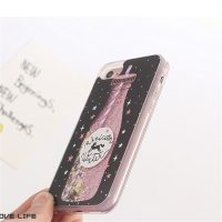 Женский чехол бампер задняя крышка для айфон (iPhone) 6,7 с розовыми жидкими блестками и изображением напитков