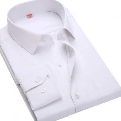 Мужская однотонная и в полоску классическая приталенная рубашка с длинными рукавами (есть большие размеры)