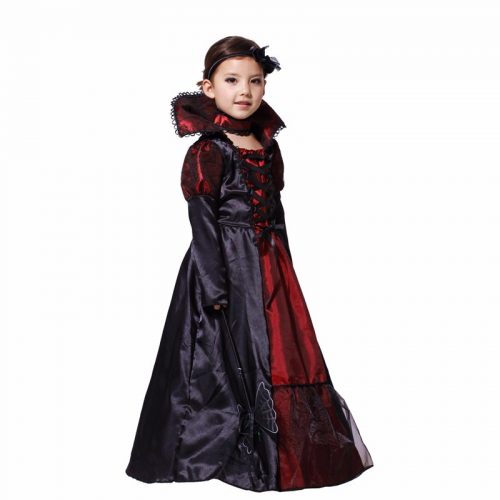 Детское черно-красное платье костюм вампирши для девочек