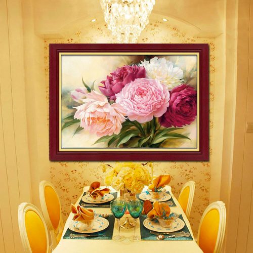 Дешевая алмазная вышивка (мозаика) картина стразами Пионы цветы в наборе
