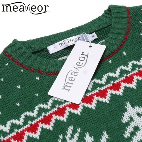 Женский зимний новогодний вязаный свитер с оленями (красный, черный, зеленый, серый)