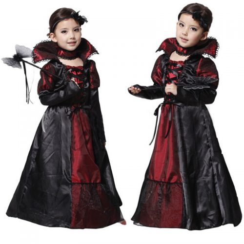 Детское черно-красное платье костюм вампирши для девочек