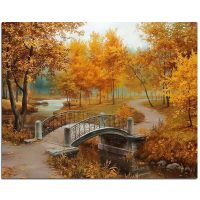 Дешевая алмазная вышивка (мозаика) картина стразами Осенний пейзаж в наборе