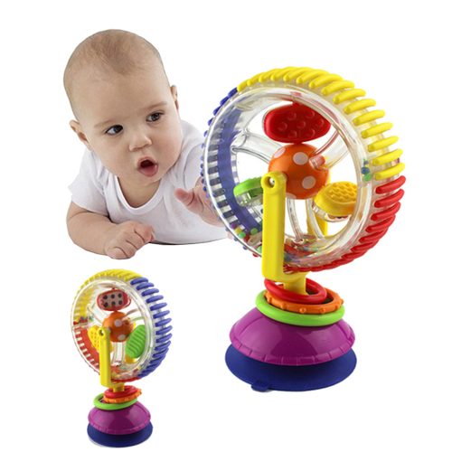 Интерактивная вращающаяся детская игрушка погремушка на присоске Колесо обозрения