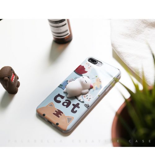 Мягкий силиконовый 3D чехол антистресс для iPhone 6, 7 с мягким котиком, лапкой, облаком, цыпленком, морским котиком