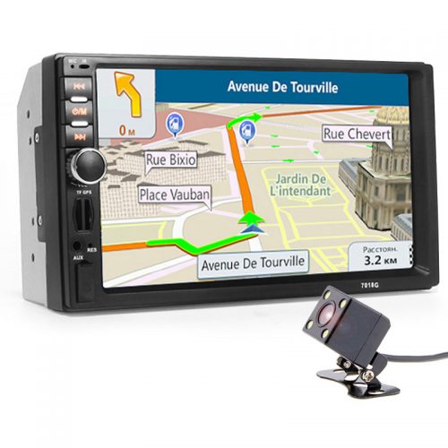 HIEI Автомобильная сенсорная Bluetooth FM магнитола с дистанционным управлением, HD экраном 7”, поддержкой камеры заднего вида и GPS навигатором