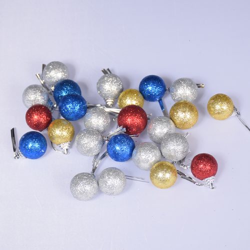 Новогодние блестящие елочные шары из пенопласта 24 шт. разного цвета диаметром 3 см