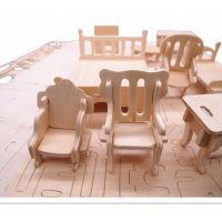 Набор конструктор деревянной миниатюрной мебели для кукольного домика