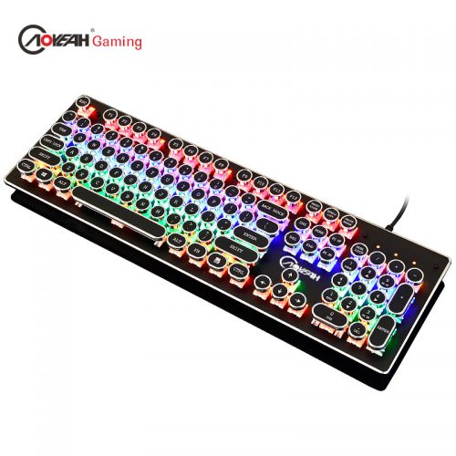 Механическая проводная ретро LED клавиатура с подсветкой в стиле стимпанк для компьютера