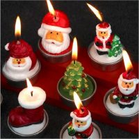 Новогодние декоративные свечи 3 шт. (Санта Клаус, снеговик, шишки, подарки)