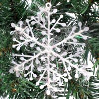 Новогоднее елочное украшение белые снежинки 6 см/30 шт.