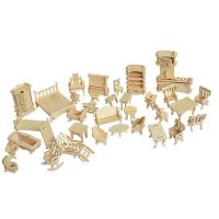 Набор конструктор деревянной миниатюрной мебели для кукольного домика