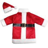 Новогодний декоративный костюм Санта Клауса и шапочка на бутылку