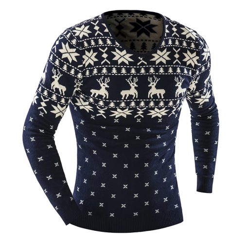 Мужской новогодний свитер пуловер джемпер с оленями и рождественским узором