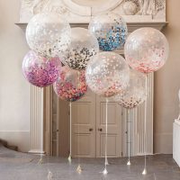 Прозрачные латексные воздушные шары 12″ с разноцветными конфетти внутри 5 шт.в наборе