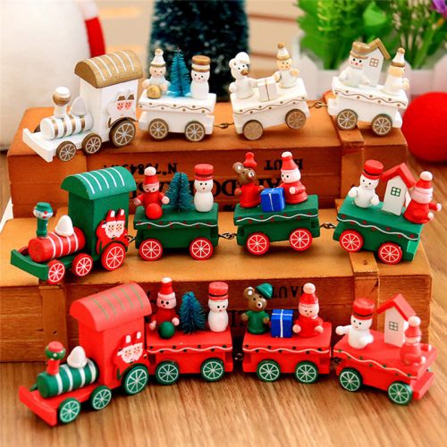 Новогодний деревянный паровозик игрушка для детей